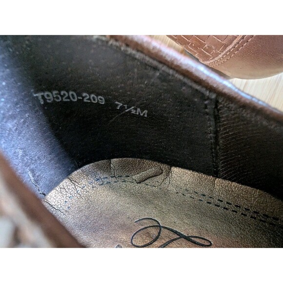 Trotters Women’s 7.5M Brown Leather Woven Loafers Slip-On Block Heel Shoes - Picture 8 of 12